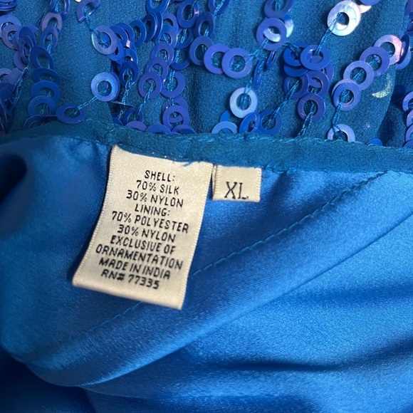 Scala Blue Sequin Halter Gown XL – Silk Blend, Evening Gown Dress NWT - Picture 6 of 7